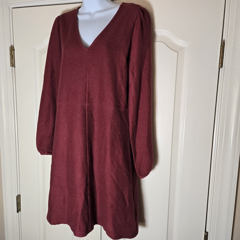 NWT Madewell Long Sleeve Dress in Burgundy